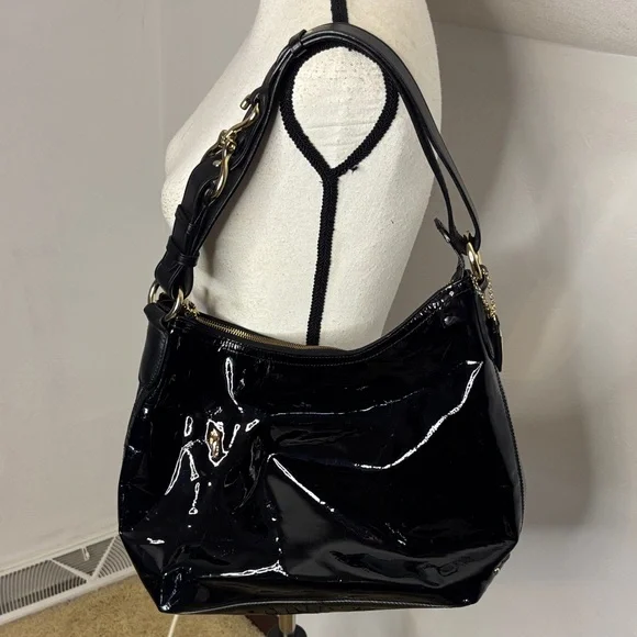 Cole Haan Elegant Black Patent Hobo Leather Women's Bag CH8402 - Picture 12 of 15